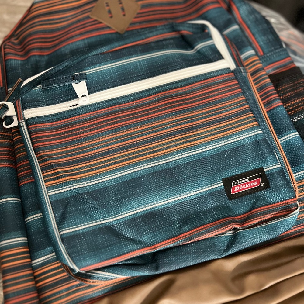 Dickies Striped Backpack – Teal/Orange Multicolor